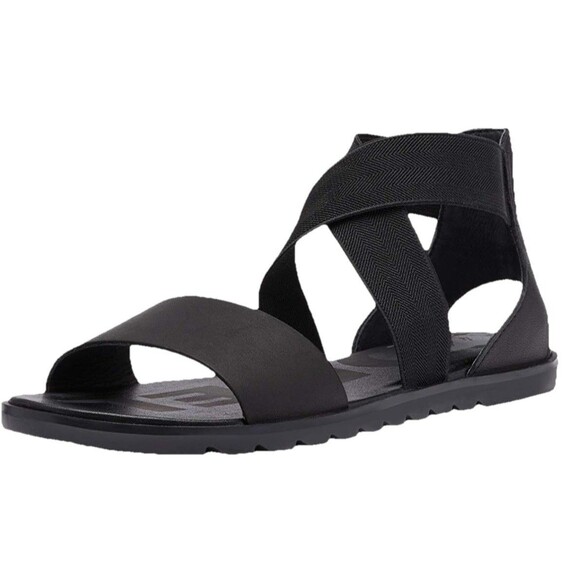 Sorel Shoes - Sorel Ella II Leather Elastic Strap Sandals Women’s Comfort Sporty Black Size 7